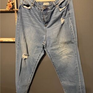 Eloquii Light Blue Distressed Boyfriend Jeans